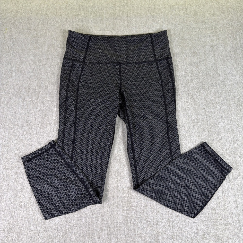 Athleta Leggings Women Medium Gray Herringbone High Rise Ankle Activewear